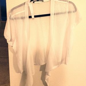 White House Black Market Sheer White Tie Sweater